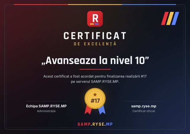 Certificat: Avanseaza la nivel 10