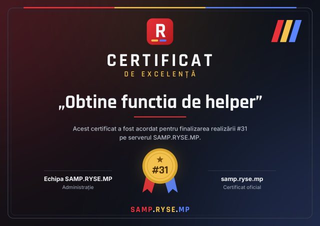 Certificat: Obtine functia de helper